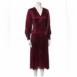 The Kooples Red Animal Print Long Sleeve Dress